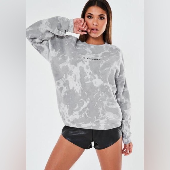 Missguided Tie Dye Crewneck - Light Gray - Picture 1 of 7
